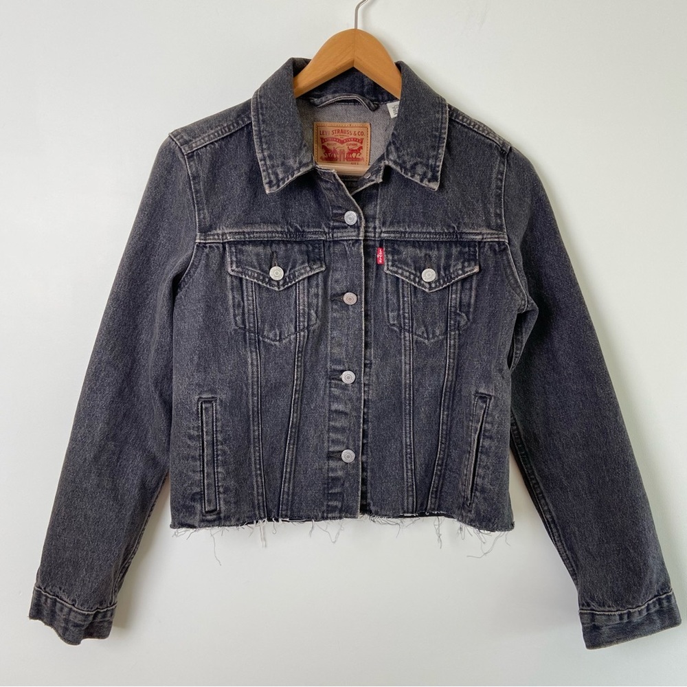 Levis Black Denim Cropped Jacket